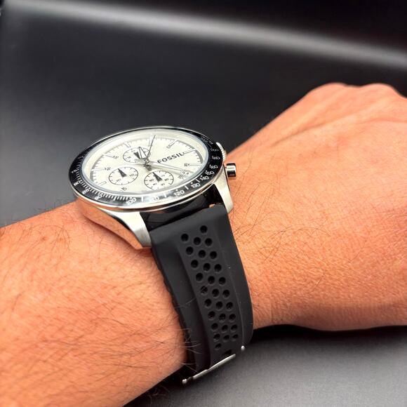 Fossil Autocross BQ2068 Mens Chronograph Stainless Steel Black Silicone Strap - Picture 10 of 17